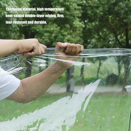 GQZGGXX Clear Vinyl Tarp - 0.35mm Clear PVC Tarp, with Grommets and Tying Rope - Duty Heavy Tear Resistant Cover for Camping, Plants Greenhouse, Cars, Patio and Pavilion (7' x 10')