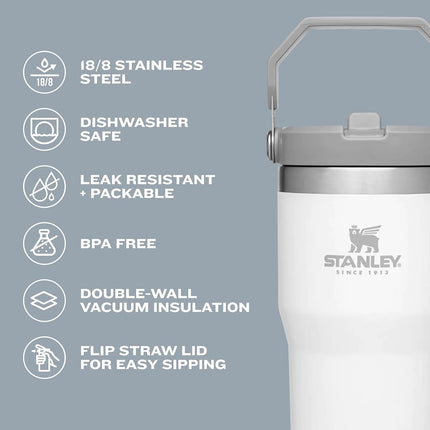 STANLEY IceFlow Stainless Steel Tumbler - Vacuum Insulated Water Bottle for Home, Office or Car Reusable Cup with Straw Leak Resistant Flip Cold for 12 Hours or Iced for 2 Days, Jade, 20OZ