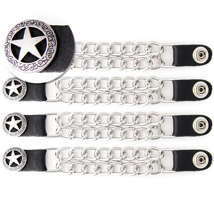 Milwaukee Leather 4 PC Vest Extenders - Double Chain with Genuine Leather 4 or 6 Inch Extension - 4 Inch