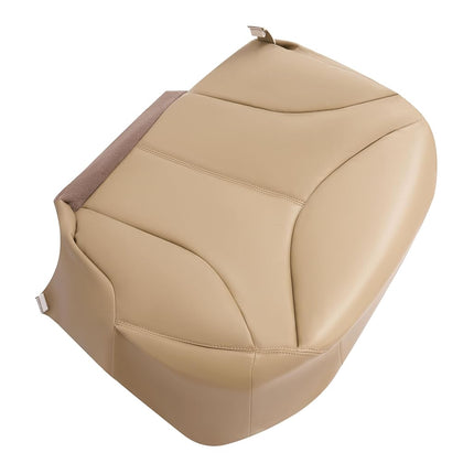 Funda de asiento ECOTRIC compatible con GMC Yukon 1999 2000 2001 2002, color canela claro, de piel sintética, de repuesto para la parte inferior del asiento del conductor