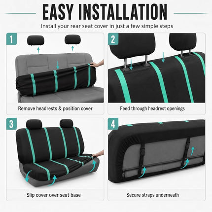 FH Group Car Seat Covers Rear Set Cloth - Car Seat Covers with Removable Headrest,Universal Fit,Automotive SeatCovers,Washable Car SeatCover for SUV,Sedan,Van Mint
