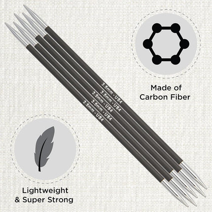KnitPro Karbonz Double Pointed Needles 6" (15cm) | 3.50 mm