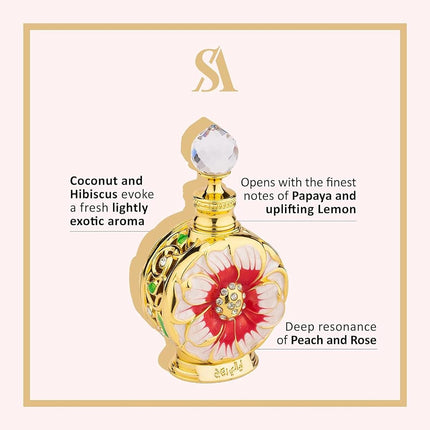 Swiss Arabian Layali Rouge For Women- Floral, Fruity, Gourmand Concentrated Perfum Oil- Luxury Fragrance From Dubai- Long-Lasting Perfume With Papaya, Lemon, Peach, Rose, Coconut, Hibiscus Notes-15ml