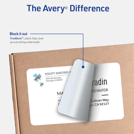 Avery Shipping Address Labels, Laser Printers, 500 Labels, Half Sheet Labels, Permanent Adhesive, TrueBlock (5912) - 05912, White