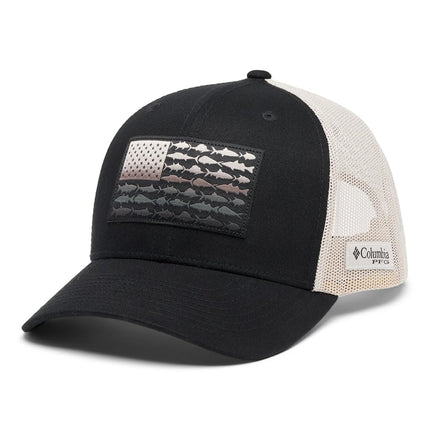 Columbia Unisex PFG Fish Flag Mesh Snap Back, Blac