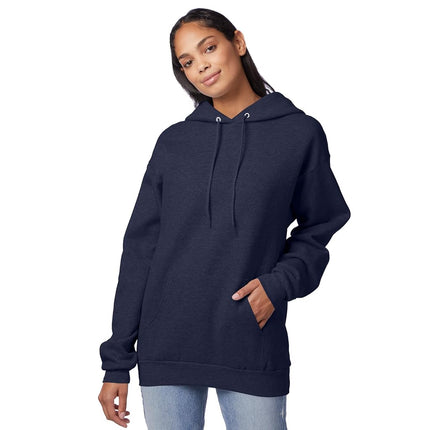 Hanes ComfortBlend EcoSmart Hoodie, Midweight Fleece, Pullover Hooded Sweatshirt for Men, Heather Navy, 2X Large