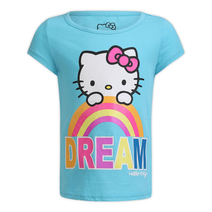 Hello Kitty Sanrio Girls 4 Pack Short Sleeve T-Shirt for Little and Big Kids, Multicolor, 7