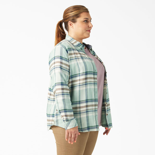 Dickies Womens L/S Plaid Shirt-Plus, Plum Perfect, 1 Plus