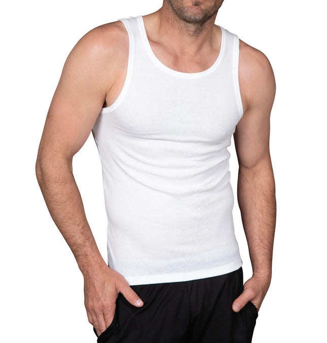 Columbia Men's Tank Undershirt 4 Pack, White, 3XL
