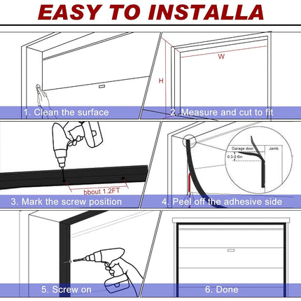 Weatherproofing Garage Door Seals Top and Sides Seal Strip PVC Garage Door Weather Stripping with Screws(Black, 50 ft)
