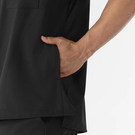 WonderWink Men's V-Neck Top, Black, 4-XLarge