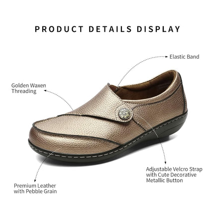 Geoeleph Mocassins Femme Dorés Décontractés à Enfiler Confortables Plats Marche Cuir Chaussures de Conduite 6.5 M US