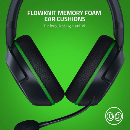 Casque de jeu sans fil Razer Kaira pour Xbox Series X|S, Xbox One : Haut-parleurs Triforce Titanium 50mm - Micro cardioïde - Coussinets d'oreille en mousse à mémoire de forme respirants - Bouton d'appairage EQ - Windows Sonic - Noir