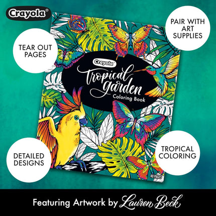 Crayola Tropical Garden Coloring Book, Adult Coloring Gift, 40 Pages