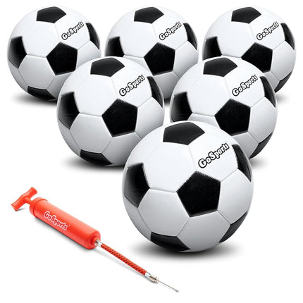 GoSports Classic Soccer Ball 6 Pack - Size 3 - with Premium Pump and Carrying Bag