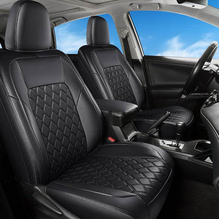 Huidasource Car Seat Covers Fit for Toyota RAV4, Full Coverage Waterproof Leather Seat Cushion Covers Full Set Fit for 2013-2018 Toyota Rav4 XLE LE XLE Premium Limited (Not for Hybrid, Black)