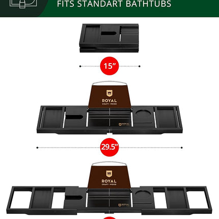 Plateau de baignoire pliable en bambou, extensible, pour baignoire, table de baignoire avec côtés extensibles - Porte-savon gratuit