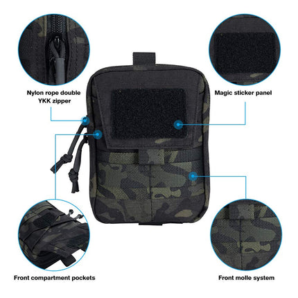 EXCELLENT ELITE SPANKER Molle Admin Pouch Military Utility Tool Pouch EDC Molle Pouchs Gadget Waist Bags (Multicam Black)
