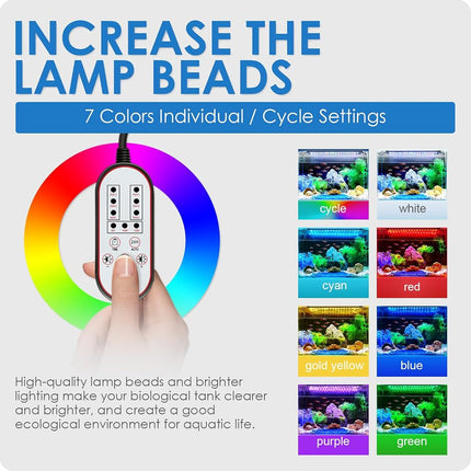Gamalta Aquarium Light, 18W 24/7 Natural Mode Aquarium Light, Sunrise/Daylight/Moonlight Mode and Custom Mode with Expandable Bracket, Adjustable Timer and 7 Color Brightness for 18~24IN Fish Tank
