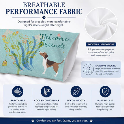 Caroline's Treasures BB7601PILLOWCASE Welcome Friends Beagle Fabric Standard Pillowcase, Standard, Multicolor