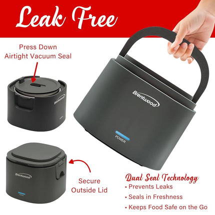 Brentwood 110V 50W 0.6L Portable Leakproof Electric Lunch Box Food Warmer (Gray)