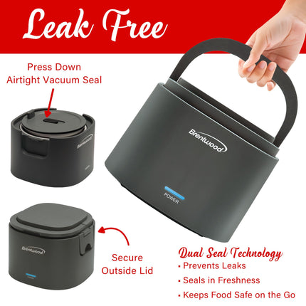 Brentwood 110V 50W 0.6L Portable Leakproof Electric Lunch Box Food Warmer (Gray)