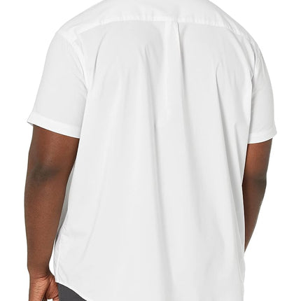 DOCKERS Men's Classic Fit Short Sleeve Signature Comfort Flex Shirt (Standard and Big & Tall) Button, Paper White-Solid, 2X