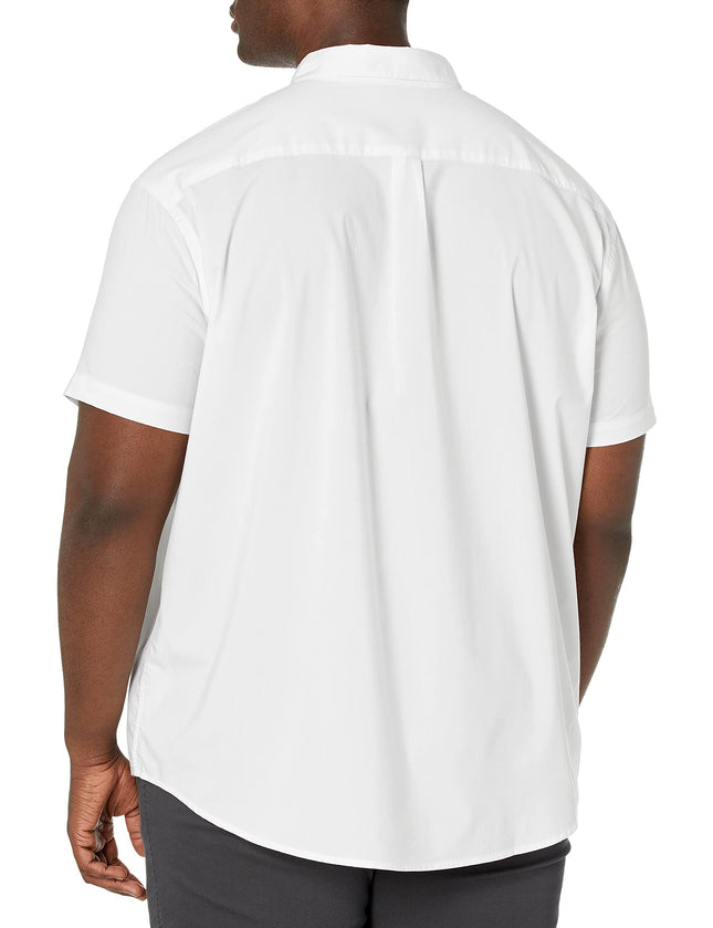 DOCKERS Men's Classic Fit Short Sleeve Signature Comfort Flex Shirt (Standard and Big & Tall) Button, Paper White-Solid, 2X