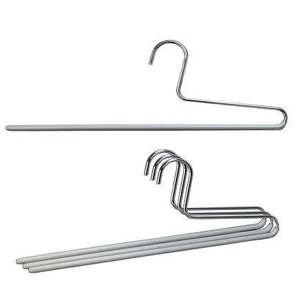 Mawa by Reston Lloyd Trouser Series Non-Slip Space-Saving Clothes Hanger with Single Rod for Pants, Style KH/1, Set of 4, Silver