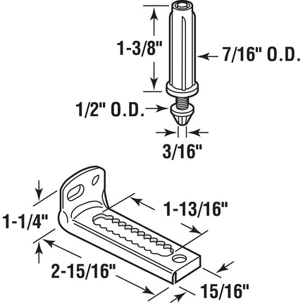 Prime-Line N 6992 Bi-Fold Door Bottom Pivot and Bracket (Single Pack)
