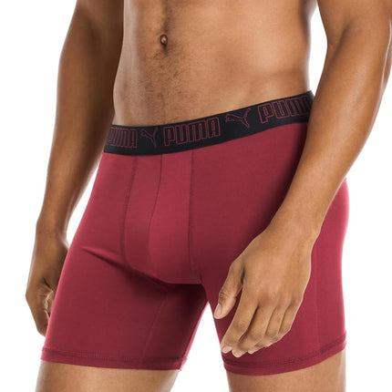 PUMA Men's 5 Pack Performance Boxer Briefs, Blue/Pink/Black, M