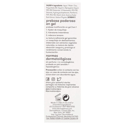 Dermablend Professional Insta-Grip Jelly Primer - 3-in-1: 24-Hour Makeup Extender, Instant Moisturizer, and Skin Tightening Mask - Dermatologist-Created, Fragrance-Free, Allergy-Tested - 30 ml