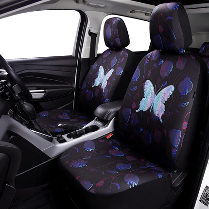 Flying Banner Butterfly car seat Covers ful Set Fashion Universal Lady Woman Female Rear Bench Split Colorized (Muti-Color, Full Set - Printing & Embriodery)