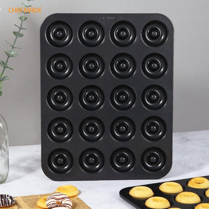 CHEFMADE Donut Pan, Nonstick 20 Cavity Mini Ring Doughnut Baking Pan