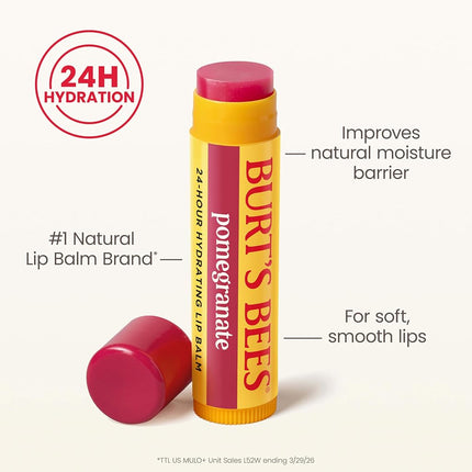 Burt's Bees 100% Natural Moisturizing Lip Balm, Pomegranate with Beeswax and Fruit Extracts - 2 Tubes