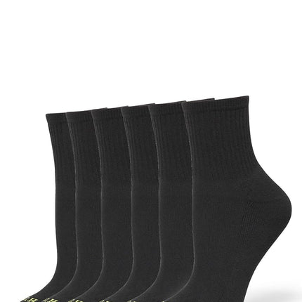 HUE Women's Mini Crew 6-pack Socks, Black, One Siz