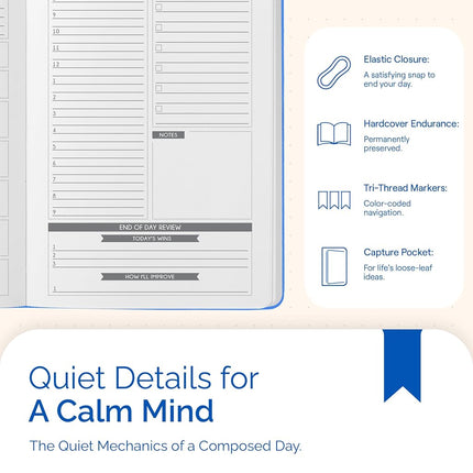 Panda Planner: 90-Day Undated Daily Planner - Boost Productivity, Set Goals & Manage Time - Increase Happiness With A Focus On Gratitude - Bonus Monthly/Weekly Sections - Hardcover - Blue