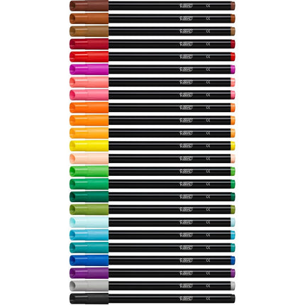 BIC Intensity Felt Tip Pens, Vibrant Colouring Pens, School Supplies for Kids or Adults, 24 Pack