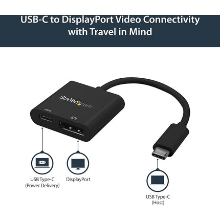 StarTech USB-C to DisplayPort 1.2 Adapter, 4K 60Hz, 60W PD Pass-Through