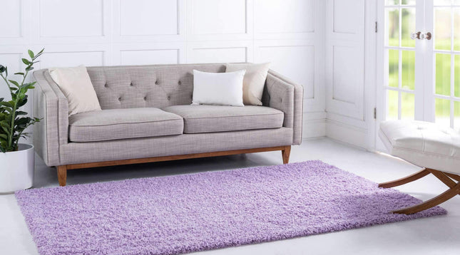 Unique Loom Solid Shag Collection Lilac 3 x 5 Area Rug (3' 2" x 5' 2")