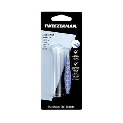 Tweezerman Lisbon Sea Mini Slant Tweezer - Tweezers for Eyebrows, Travel Tweezers for Eyebrows, Facial Hair, Ingrown Hair
