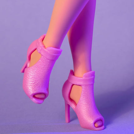 Barbie Looks Doll, Collectable Figure #24 with Brown Hair and Modern Y2K Fashion, Shimmering Strapless Dress with Peep Toe High Heels HRM16