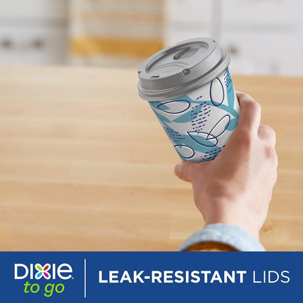 Dixie to Go Paper Cups and Lids, 12Oz, 66 Count, Disposable Insulated Cups and Lids (Designs May Vary)