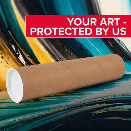 2" x 20" Reinforced Kraft Paper Mailing Tubes, Pack of 6 Tubes with 2 Caps Each – USPS Approved Poster Tube – Made in USA Cardboard Tube for Shipping and Storing Posters, Prints, Artwork, or Documents
