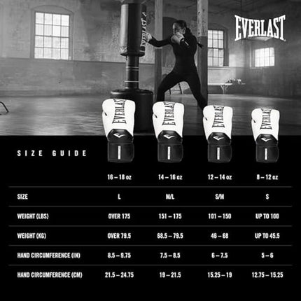 Everlast Elite 2 12oz Boxing Gloves, White/Black Boxing Gloves for Bags, Mitt Work & Sparring, Hook and Loop Strap, Ergonomic Grip Bar, Split-Style Foam Combination - Authentic Everlast Gear