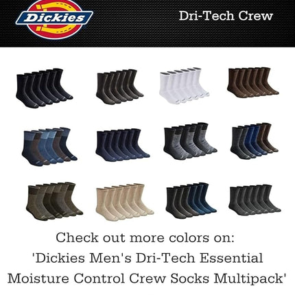 Chaussettes ras du cou Dri-tech Moisture Control Dickies pour homme grandes tailles, multipack, noir (6 paires), pointure : 49-51