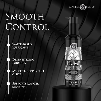 Master Series Numb Desensitizing Water Based Lubricant with 5 Percent Lidocaine, 8 Ounce