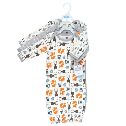 Hudson Baby Baby-Girls Cotton Gowns, Unisex Moose, Preemie-Newborn