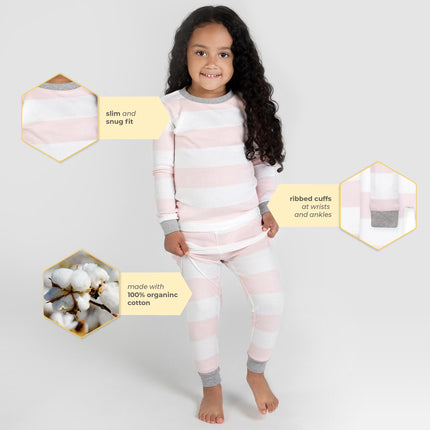 Pijama para bebé niña de Burt's Bees Baby, conjunto de camiseta y pantalón de 2 piezas, 100 % algodón orgánico - rosa - 12 meses