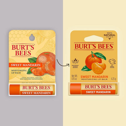 Burts Bees Sweet Mandarin Moisturizing Lip Balm for Unisex 0.15 oz Lip Balm, White